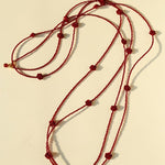 Red Rose Glass Bead Extra - Long Necklace - floysun