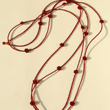Red Rose Glass Bead Extra - Long Necklace - floysun