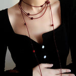 Red Rose Glass Bead Extra - Long Necklace - floysun