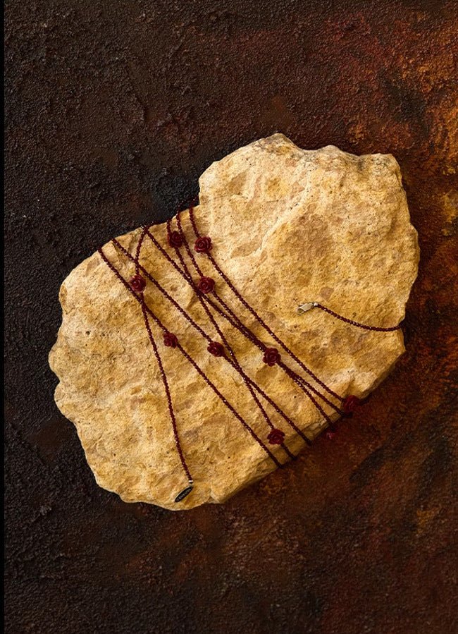 Red Rose Glass Bead Extra - Long Necklace - floysun