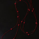 Red Rose Glass Bead Extra - Long Necklace - floysun