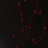 Red Rose Glass Bead Extra - Long Necklace - floysun