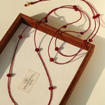 Red Rose Glass Bead Extra - Long Necklace - floysun
