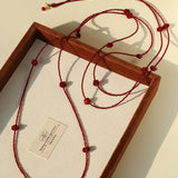 Red Rose Glass Bead Extra - Long Necklace - floysun