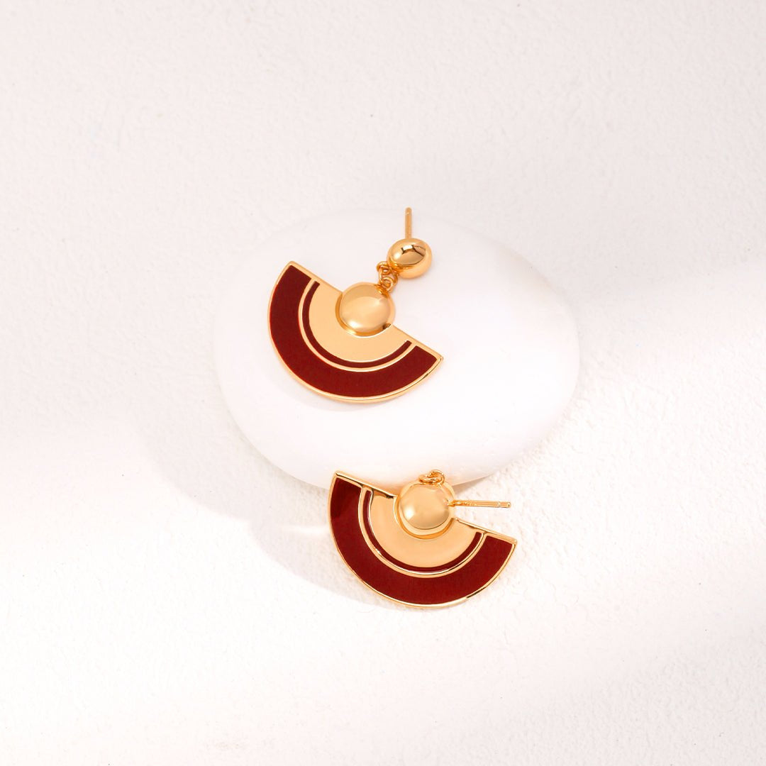 Red Scalloped Glaze Earrings - floysun