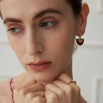 Red Scalloped Glaze Earrings - floysun