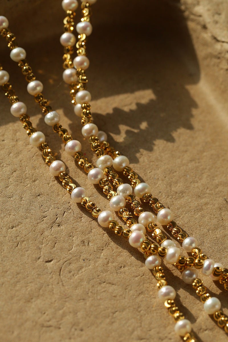 Red Spinel & Pearl Long Necklace | Versatile Layering Statement Piece - floysun