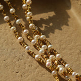 Red Spinel & Pearl Long Necklace | Versatile Layering Statement Piece - floysun