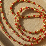 Red Spinel & Pearl Long Necklace | Versatile Layering Statement Piece - floysun