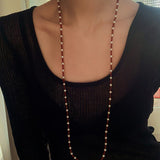 Red Spinel & Pearl Long Necklace | Versatile Layering Statement Piece - floysun