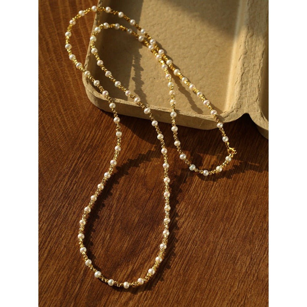Red Spinel & Pearl Long Necklace | Versatile Layering Statement Piece - floysun