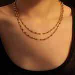 Red Spinel & Pearl Long Necklace | Versatile Layering Statement Piece - floysun