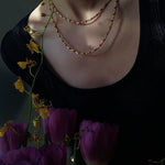 Red Spinel & Pearl Long Necklace | Versatile Layering Statement Piece - floysun