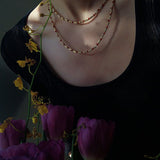 Red Spinel & Pearl Long Necklace | Versatile Layering Statement Piece - floysun