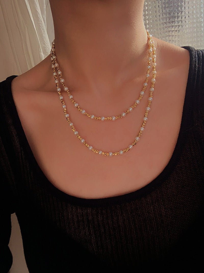 Red Spinel & Pearl Long Necklace | Versatile Layering Statement Piece - floysun