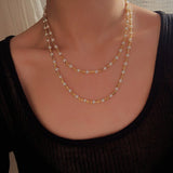 Red Spinel & Pearl Long Necklace | Versatile Layering Statement Piece - floysun