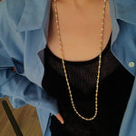 Red Spinel & Pearl Long Necklace | Versatile Layering Statement Piece - floysun