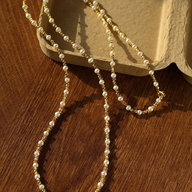 Red Spinel & Pearl Long Necklace | Versatile Layering Statement Piece - floysun