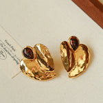 Red Tiger's Eye Heart Stud Earrings - floysun