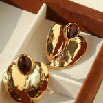 Red Tiger's Eye Heart Stud Earrings - floysun