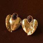 Red Tiger's Eye Heart Stud Earrings - floysun
