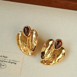 Red Tiger's Eye Heart Stud Earrings - floysun