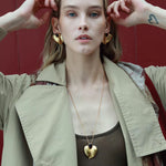 Red Tiger's Eye Heart Stud Earrings - floysun