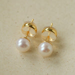 Removable Tassel & Linear Zircon Freshwater Pearl Drop Stud Earrings - floysun