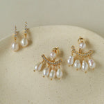 Removable Tassel & Linear Zircon Freshwater Pearl Drop Stud Earrings - floysun