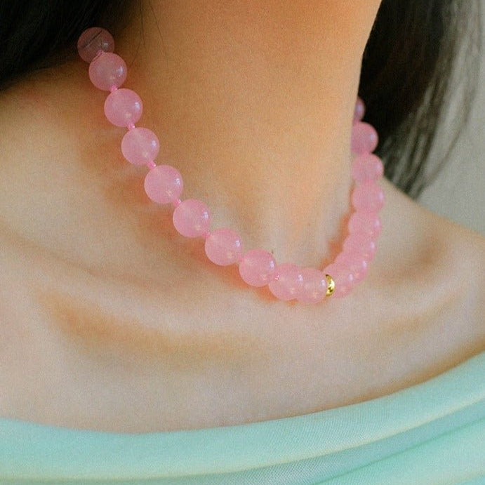Resort Style Summer Pink Beaded Collarbone Chain - floysun