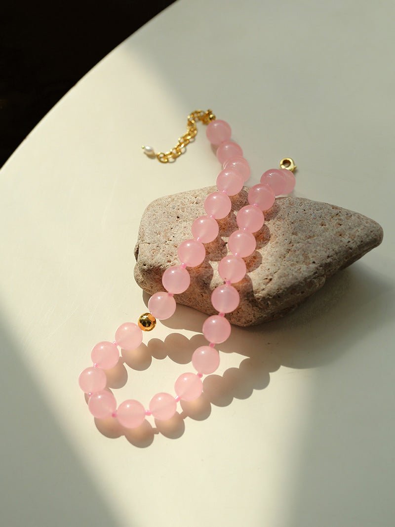Resort Style Summer Pink Beaded Collarbone Chain - floysun