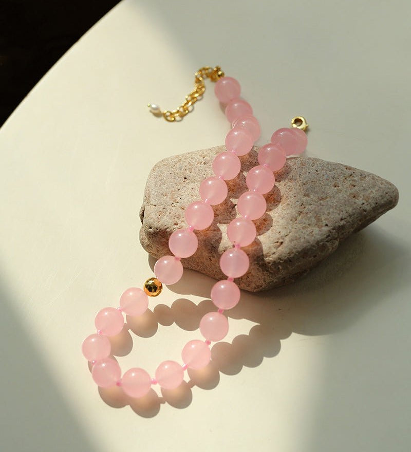 Resort Style Summer Pink Beaded Collarbone Chain - floysun