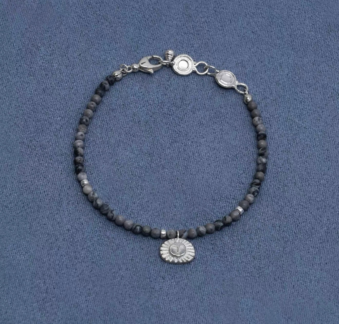 Retro Coastal Map Stone Bracelet - Handcrafted S925 Sterling Silver Ocean Talisman Bangle - floysun