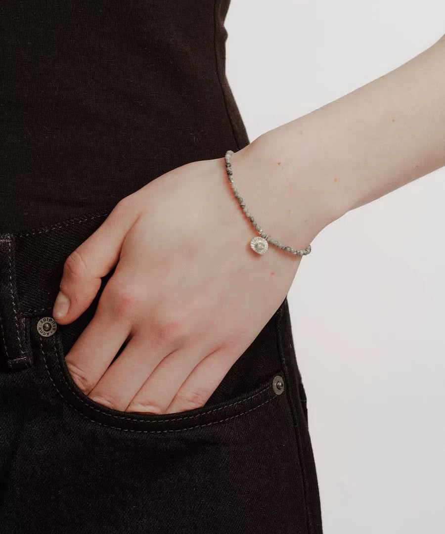 Retro Coastal Map Stone Bracelet - Handcrafted S925 Sterling Silver Ocean Talisman Bangle - floysun