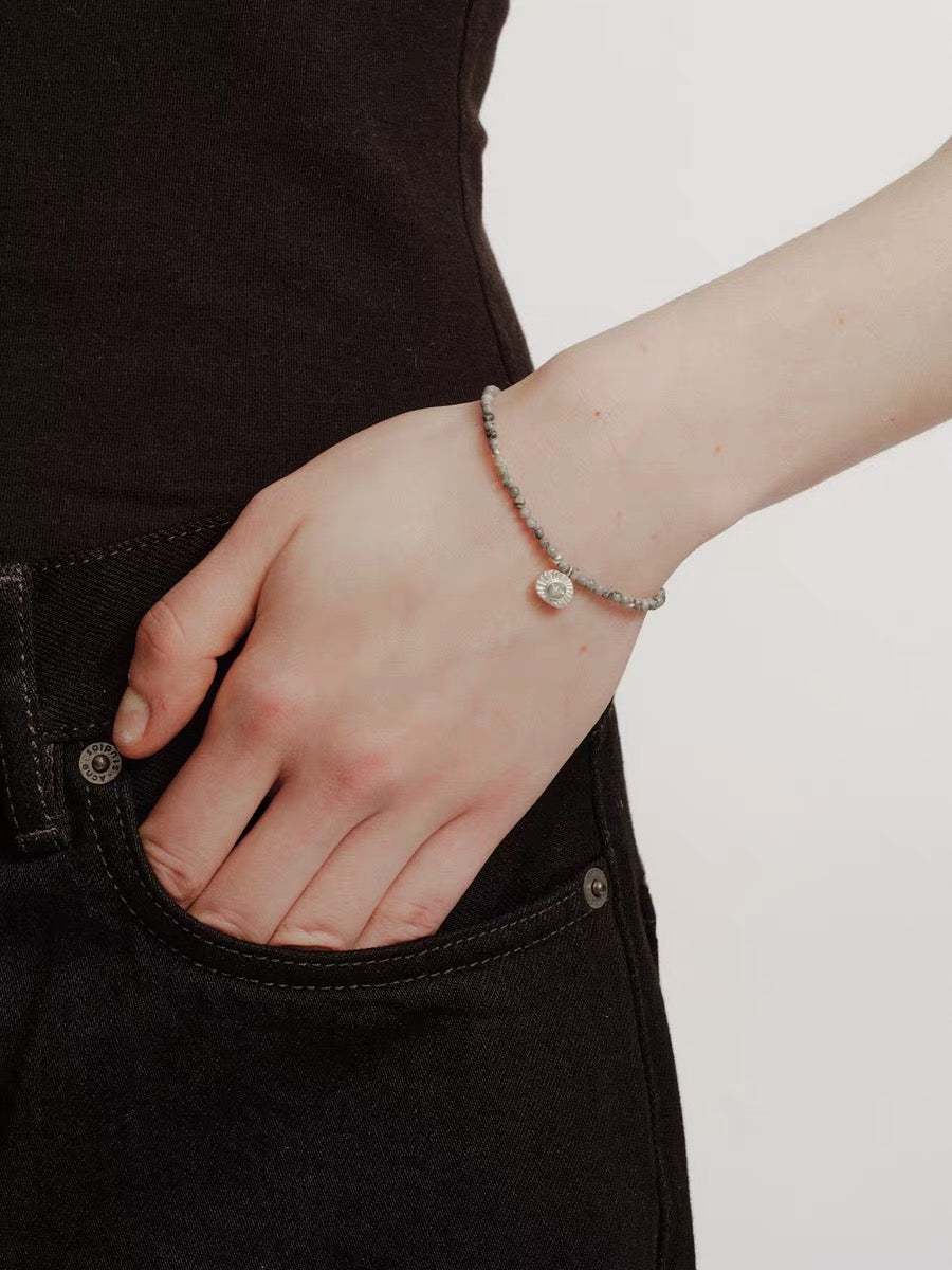 Retro Coastal Map Stone Bracelet - Handcrafted S925 Sterling Silver Ocean Talisman Bangle - floysun