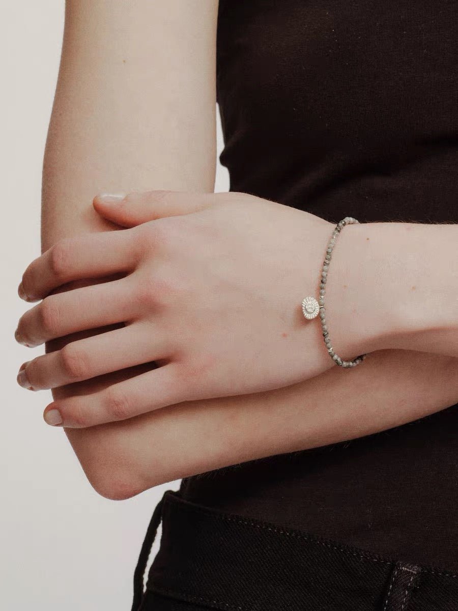 Retro Coastal Map Stone Bracelet - Handcrafted S925 Sterling Silver Ocean Talisman Bangle - floysun