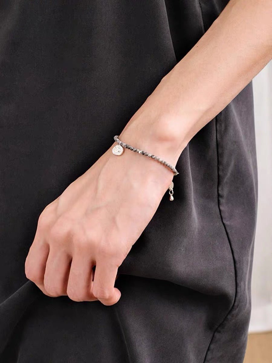 Retro Coastal Map Stone Bracelet - Handcrafted S925 Sterling Silver Ocean Talisman Bangle - floysun