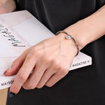 Retro Coastal Map Stone Bracelet - Handcrafted S925 Sterling Silver Ocean Talisman Bangle - floysun