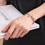 Retro Coastal Map Stone Bracelet - Handcrafted S925 Sterling Silver Ocean Talisman Bangle - floysun
