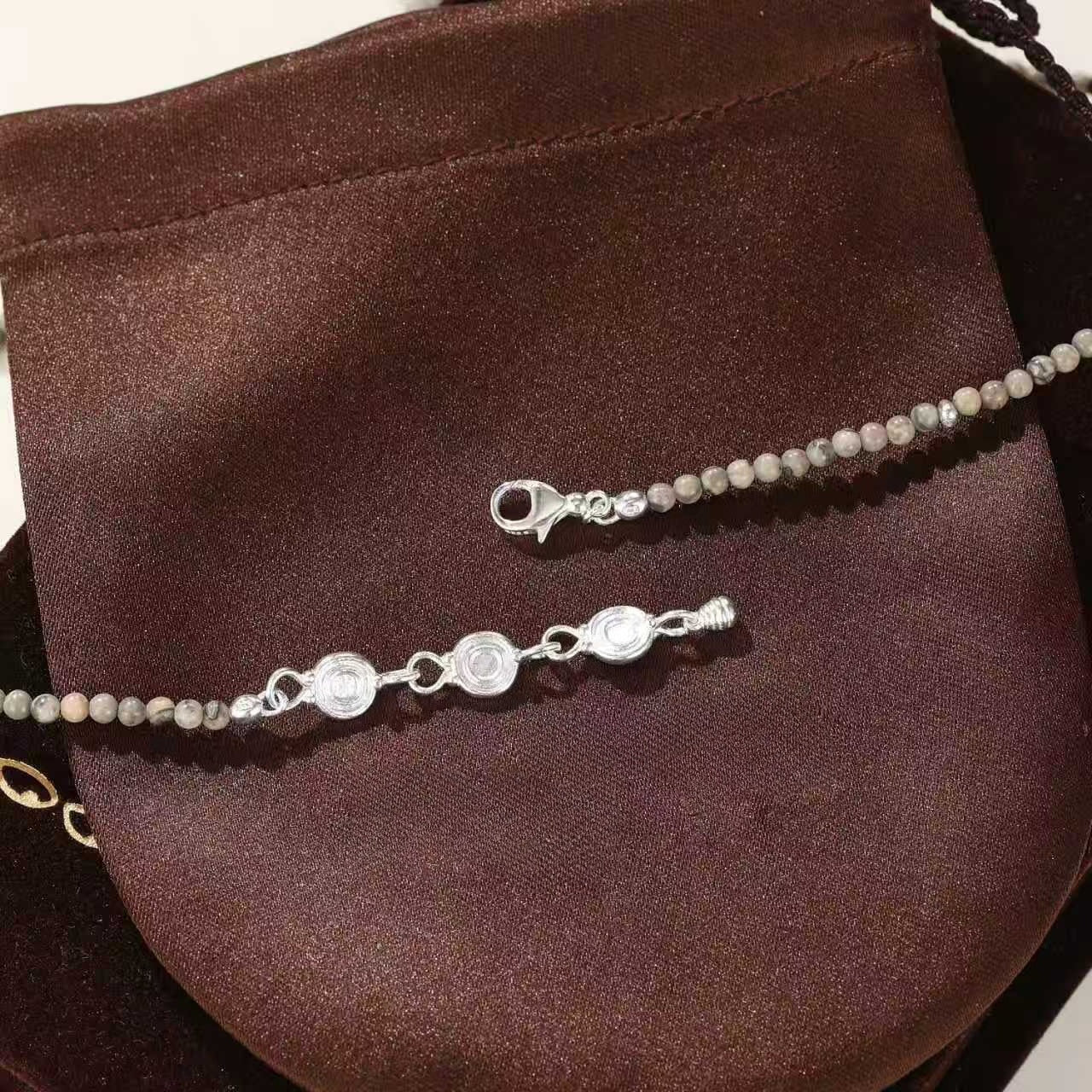 Retro Coastal Map Stone Choker - Handcrafted S925 Sterling Silver Ocean Talisman Necklace - floysun
