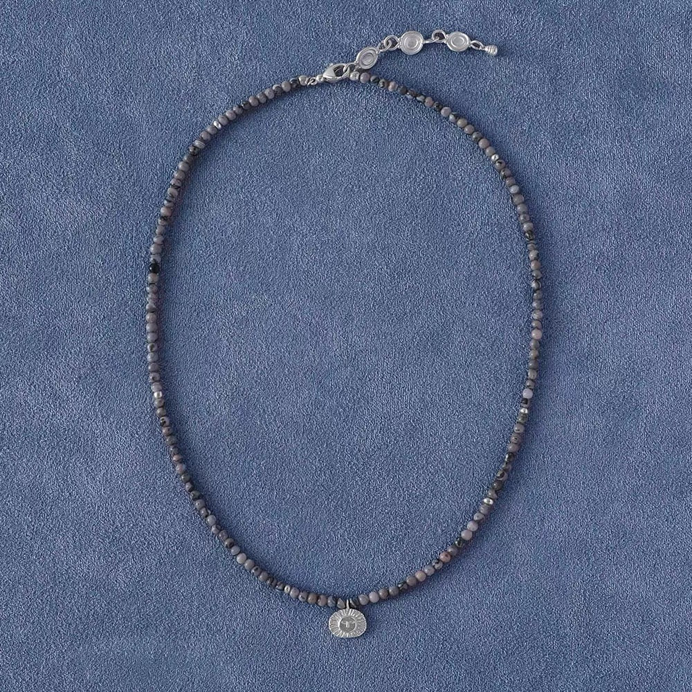 Retro Coastal Map Stone Choker - Handcrafted S925 Sterling Silver Ocean Talisman Necklace - floysun