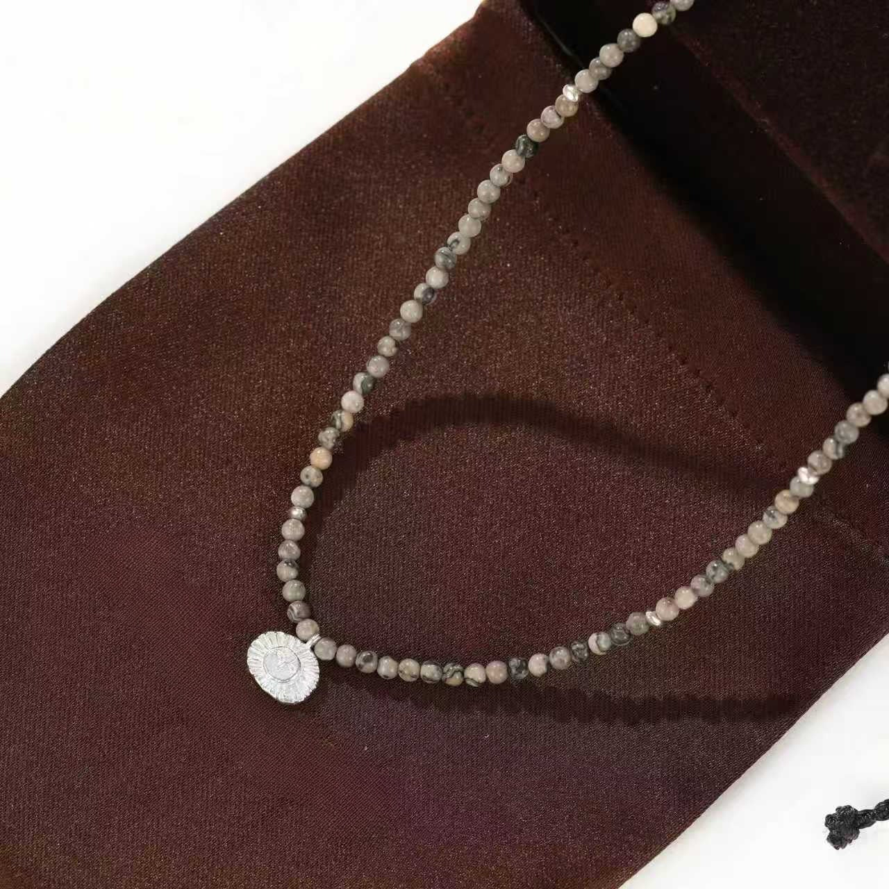 Retro Coastal Map Stone Choker - Handcrafted S925 Sterling Silver Ocean Talisman Necklace - floysun
