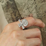 Retro Coastal Trident Band Ring - Handcrafted S925 Sterling Silver Hammered Statement Ring - floysun