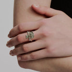 Retro Coastal Trident Band Ring - Handcrafted S925 Sterling Silver Hammered Statement Ring - floysun
