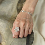 Retro Coastal Trident Band Ring - Handcrafted S925 Sterling Silver Hammered Statement Ring - floysun