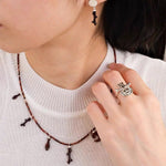 Retro Coastal Trident Band Ring - Handcrafted S925 Sterling Silver Hammered Statement Ring - floysun
