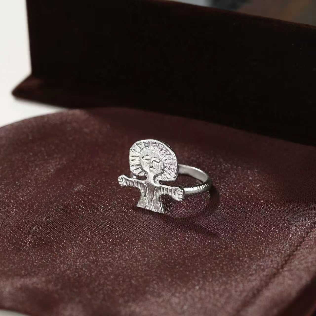 Retro Coastal Trident Band Ring - Handcrafted S925 Sterling Silver Hammered Statement Ring - floysun