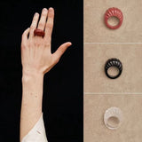 Retro Croissant Statement Ring - Handcrafted Natural Stone & Artisanal Glass - floysun