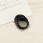 Retro Croissant Statement Ring - Handcrafted Natural Stone & Artisanal Glass - floysun