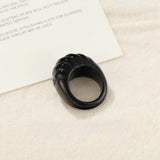 Retro Croissant Statement Ring - Handcrafted Natural Stone & Artisanal Glass - floysun